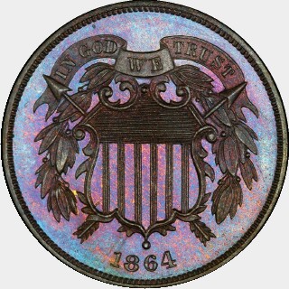 1864 Proof Two Cent obverse