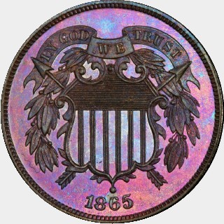 1865 Proof Two Cent obverse