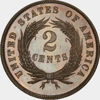 1866 Proof Two Cent reverse