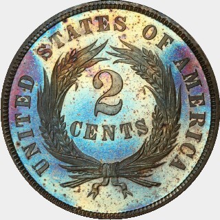 1867 Proof Two Cent reverse