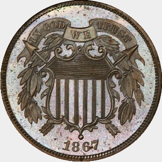 1867 Proof Two Cent obverse