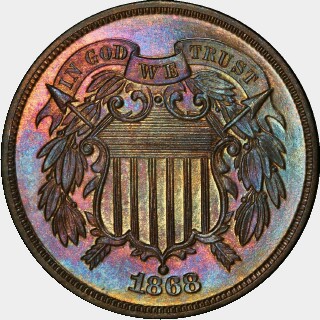 1868 Proof Two Cent obverse
