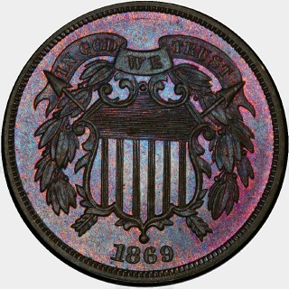 1869 Proof Two Cent obverse