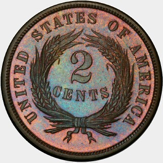 1870 Proof Two Cent reverse