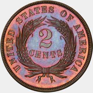 1871 Proof Two Cent reverse