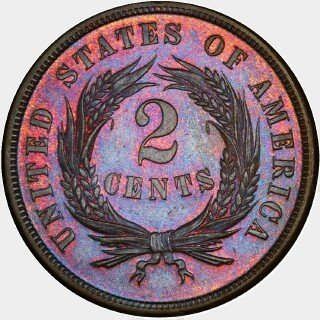 1872 Proof Two Cent reverse