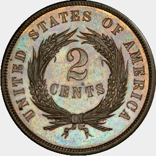 1873 Proof Two Cent reverse