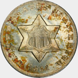 1851-O  Three Cent obverse