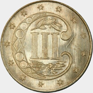 1865  Three Cent reverse