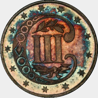 1868  Three Cent reverse