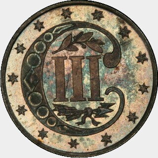 1869  Three Cent reverse