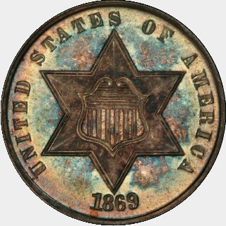1869  Three Cent obverse