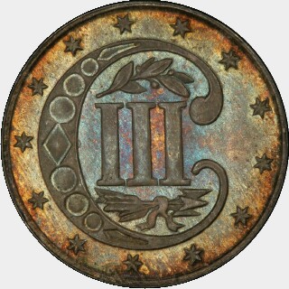 1870  Three Cent reverse