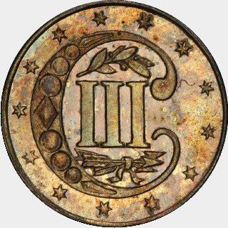 1856 Proof Three Cent reverse