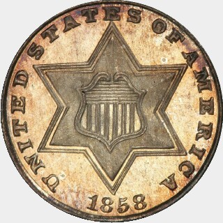 1858 Proof Three Cent obverse