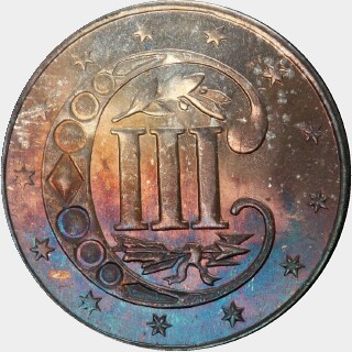 1860 Proof Three Cent reverse