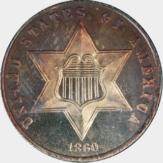 1860 Proof Three Cent obverse