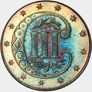 1862 Proof Three Cent reverse