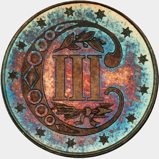 1863/2 Proof Three Cent reverse