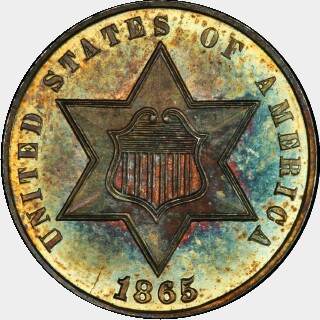 1865 Proof Three Cent obverse