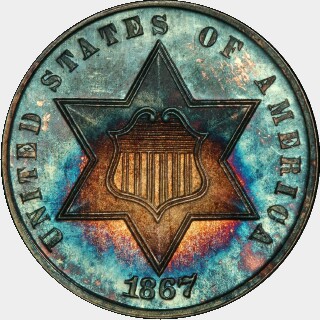 1867 Proof Three Cent obverse
