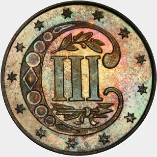 1868 Proof Three Cent reverse