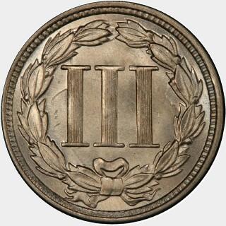 1869  Three Cent reverse
