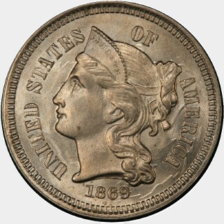 1869  Three Cent obverse