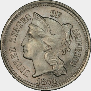 1874  Three Cent obverse