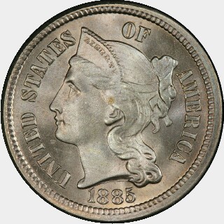 1885  Three Cent obverse