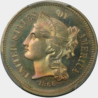 1866 Proof Three Cent obverse
