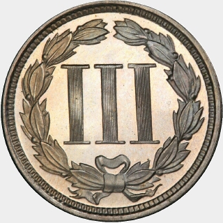 1867 Proof Three Cent reverse
