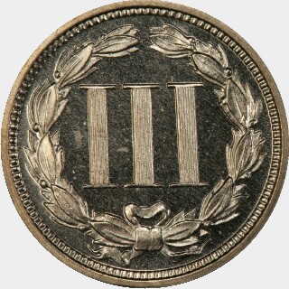 1868 Proof Three Cent reverse