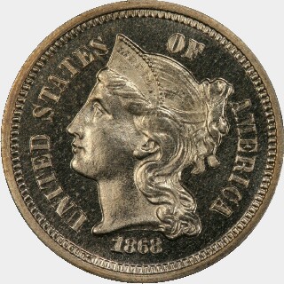 1868 Proof Three Cent obverse