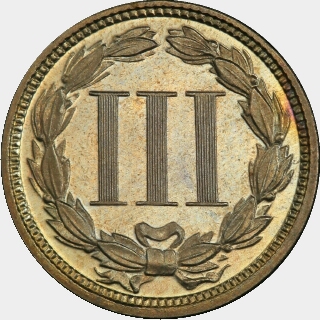 1870 Proof Three Cent reverse