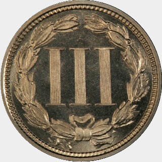 1871 Proof Three Cent reverse
