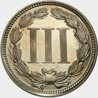 1872 Proof Three Cent reverse