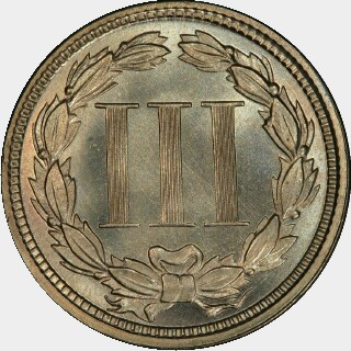 1874 Proof Three Cent reverse