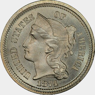 1874 Proof Three Cent obverse