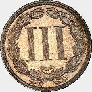 1877 Proof Three Cent reverse