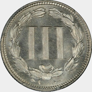 1880 Proof Three Cent reverse