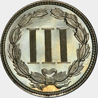 1881 Proof Three Cent reverse