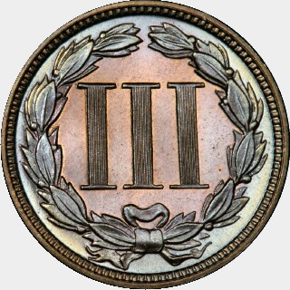 1882 Proof Three Cent reverse