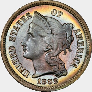 1882 Proof Three Cent obverse