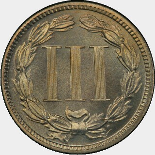 1883 Proof Three Cent reverse