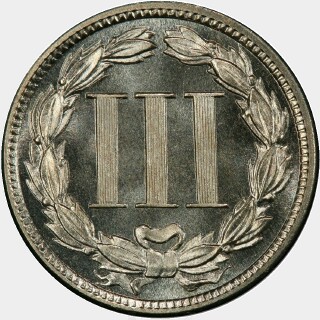 1885 Proof Three Cent reverse