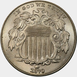 1870  Five Cent obverse