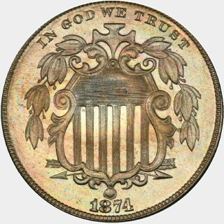 1874  Five Cent obverse