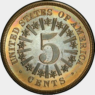1866 Proof Five Cent reverse