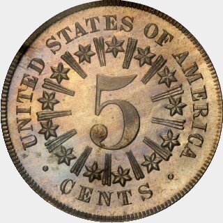 1867 Proof Five Cent reverse